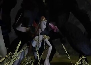 رسوم متحركة ثلاثية الأبعاد رائعة تُظهر فتاة خيالية جذابة تستمتع بالحيوانات D