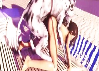 Incredible fuck movie with dark-haired 3D babe that fucks dogs