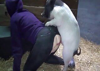 فتاة عارية تنحني للحصول على حفر على طريقة الكلب من خنزير شهواني