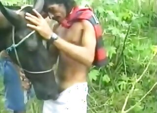 فرسة مثيرة جاهزة للتقبيل في فيلم إباحي في الغابة