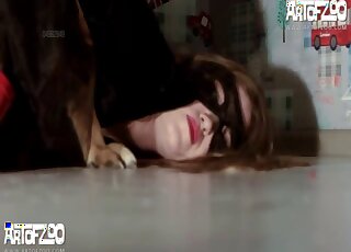 Whorish fishnets look good on a hottie that fucks dogs on the floor