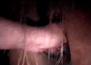 يتم توسيع مهبل الفرس الرطب حقًا بواسطة رجل متغطرس من محبي الحيوانات