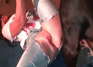 كلب شهواني يلعق مهبل عاهرة ويمارس الجنس معها في فمها