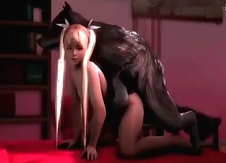 Zoo porn cartoon of a hot anime sex doll enjoying sex with a huge dog