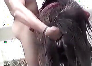 Female horse looks so sweet for a crazy pervert and he fucks her hard