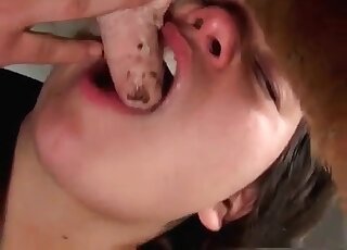 Bitch sucks tits of a cow while her boyfriend is drilling her snatch