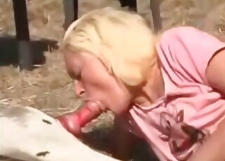 Mature gives a terrific ride after sucking her canine’s pink pecker