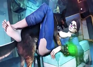 Leggy 3D brunette getting fucked by a kinky dog in missionary