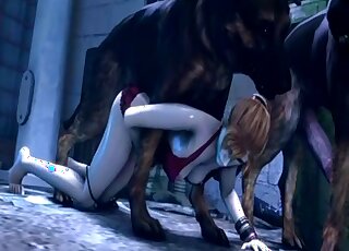 Redhead with big tits fucks a 3D animal in a cartoon porn movie