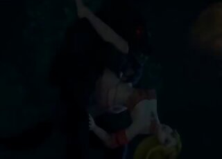 شقراء مثيرة في فيلم ثلاثي الأبعاد تمارس الجنس مع مخلوق ذئب أحمر العينين